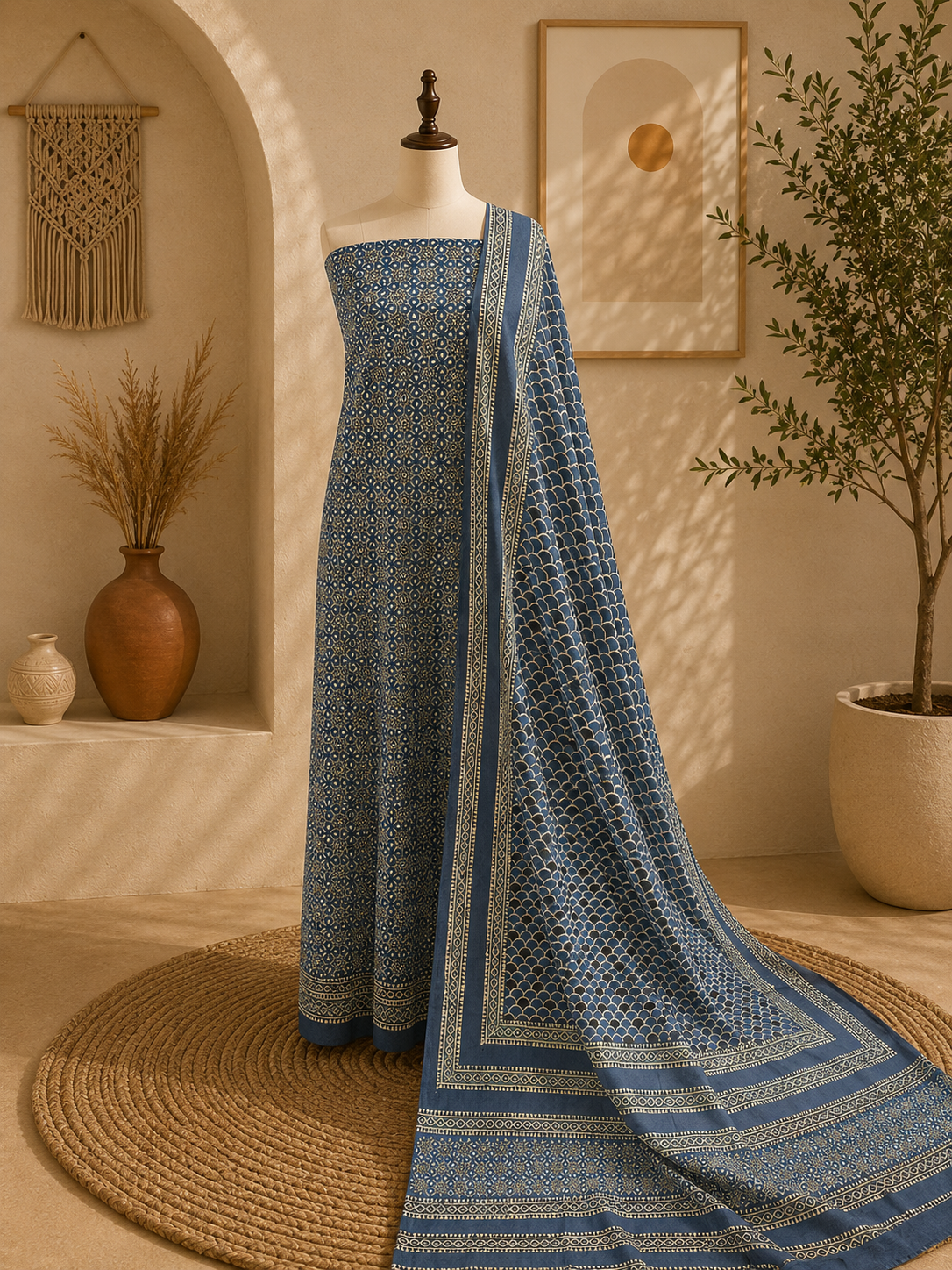 Kehkashan 2 Piece (Natural dye) Indigo