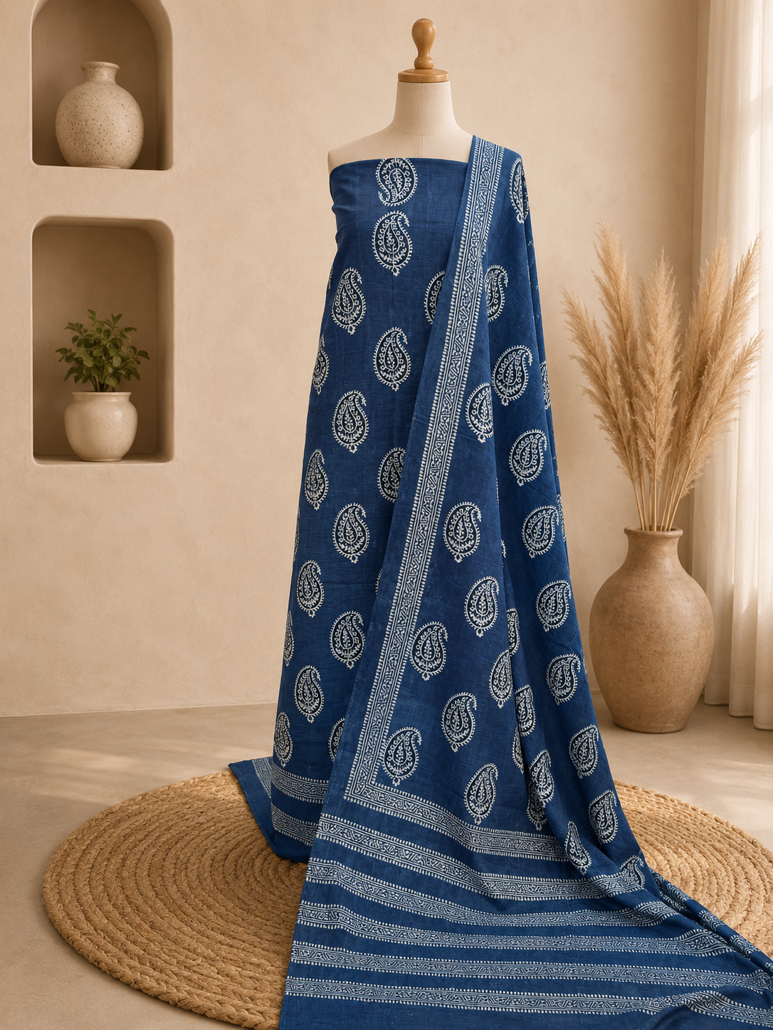 Paisely 2 Piece (Natural dye) Indigo