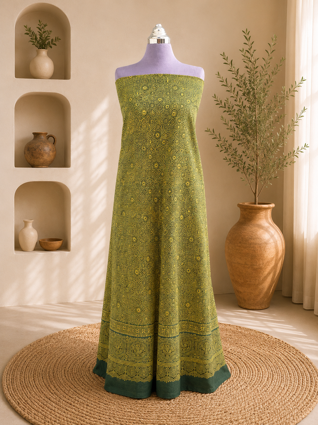 Asli Ajrak kurta (green)