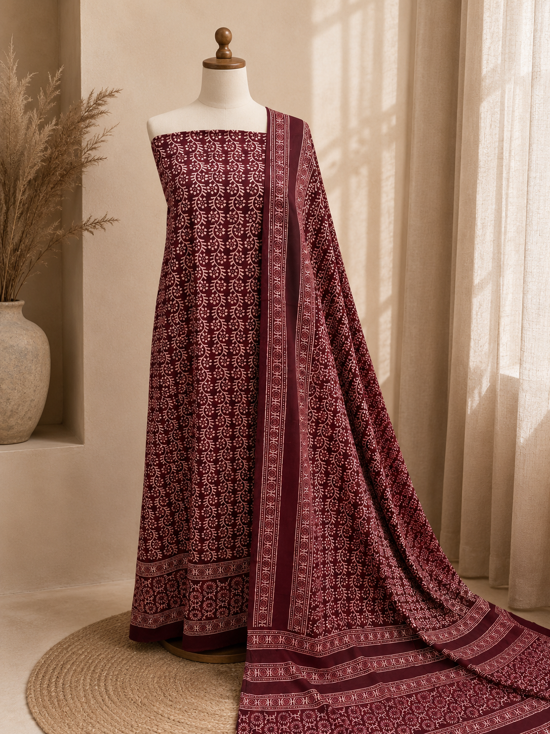 2 piece (Natural dye) deep maroon
