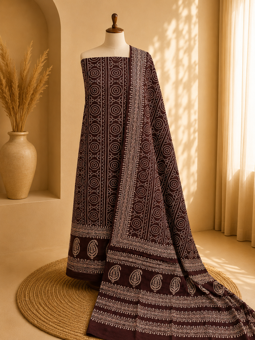 Chunri 2piece (Natural dye) deep maroon