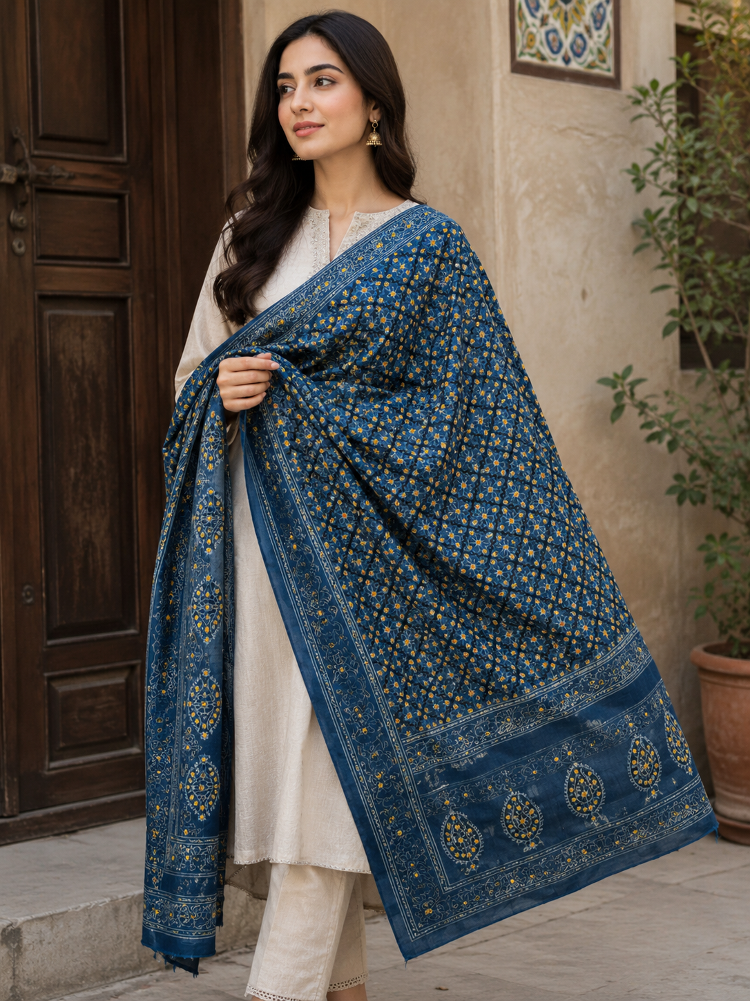 Raw Silk Sitara Embellished shawl