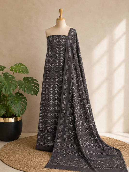 Kehkashan Grey 2pc Ajrak