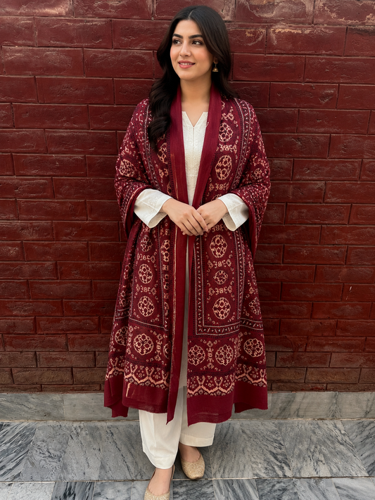 Attish Ajrak Shawl