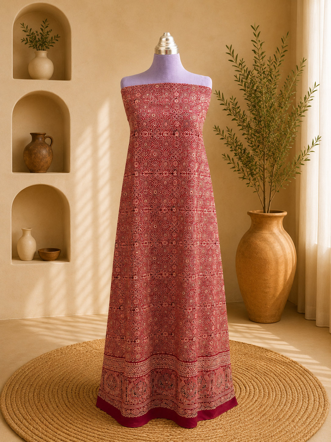 Asli Ajrak kurta (red)
