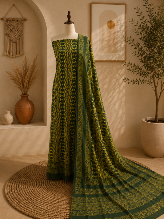 2 piece Ajrak (green)